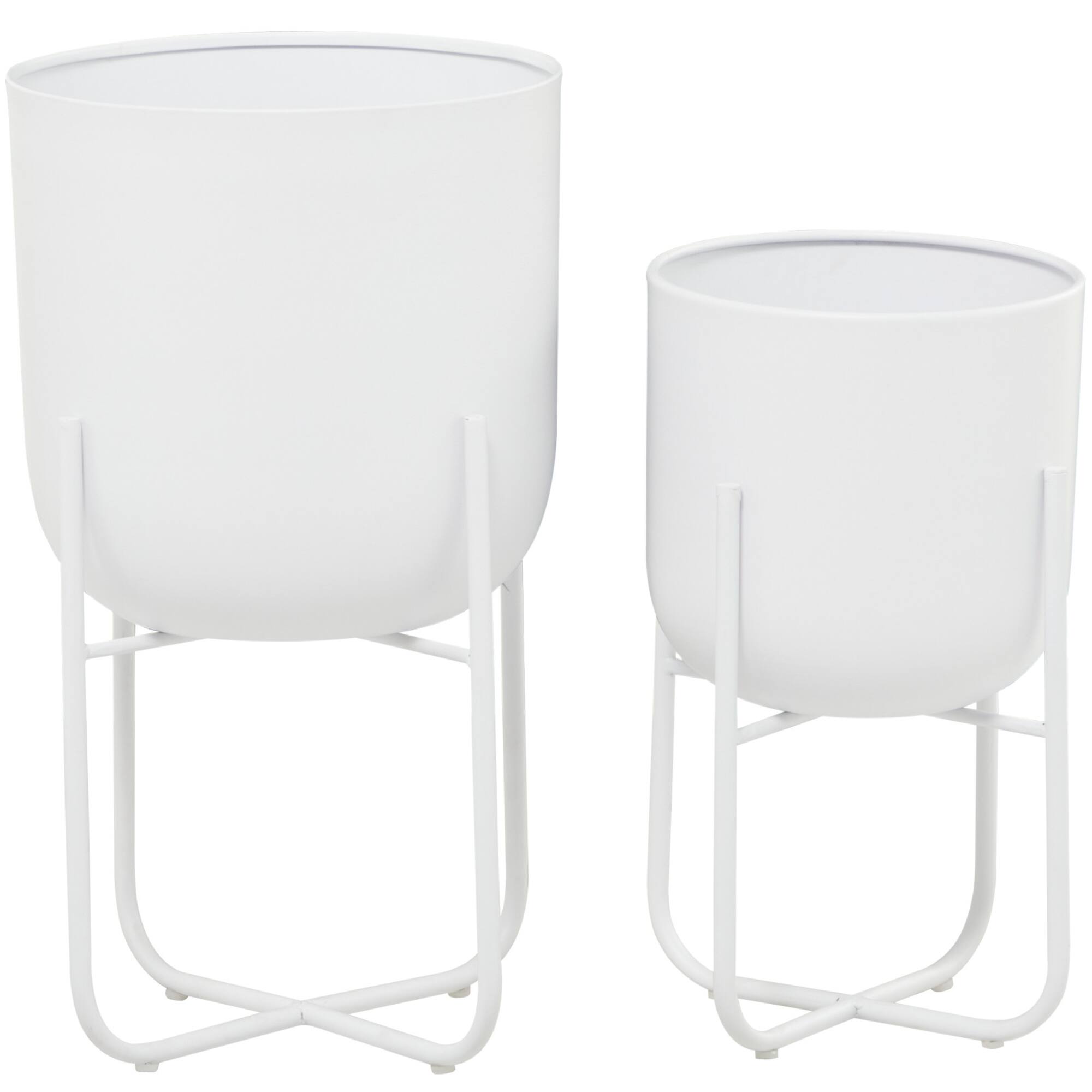 CosmoLiving by Cosmopolitan White Metal Planter with Removable Stand Set